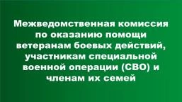 Межведомственная комиссия по оказанию помощи боевых действий, участникам СВО и членам их семей